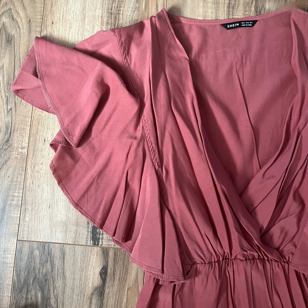 Dusty Mauve Ruffle Dress - Picture 3 of 4